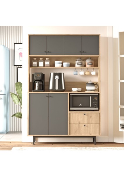 Royce Serisi Kahve Köşesi Çok Amaçlı Dolap Mutfak Dolabı Sepet-Antrasit Re5-Sa