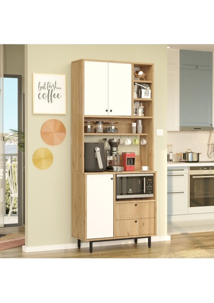 Royce Serisi Kahve Köşesi Çok Amaçlı Dolap Mutfak Dolabı Sepet-Beyaz Re6-Sw