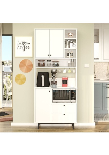 Royce Serisi Kahve Köşesi Çok Amaçlı Dolap Mutfak Dolabı Beyaz Re6-W