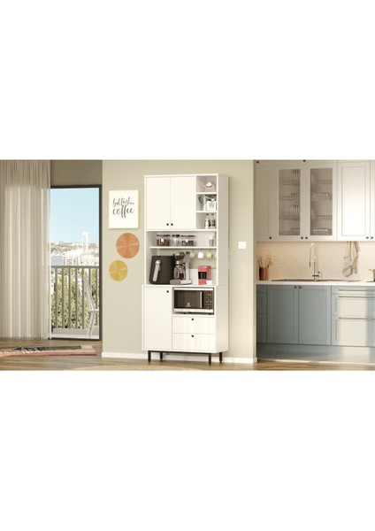 Royce Serisi Kahve Köşesi Çok Amaçlı Dolap Mutfak Dolabı Beyaz Re6-W modelleri