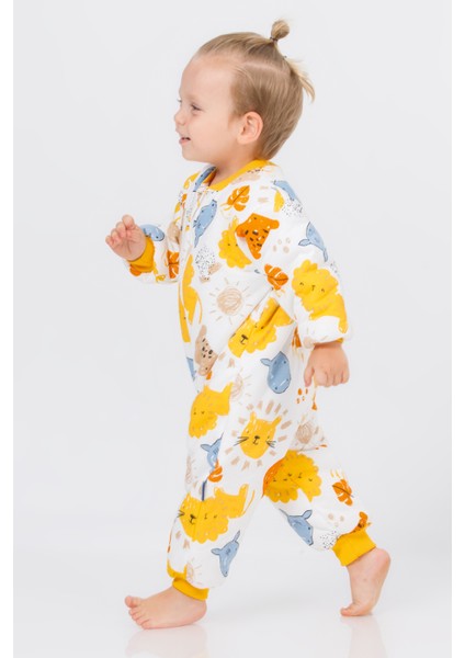 Kız Erkek Çocuk Kalın Elyaf Dolgulu 2.5 Tog Desenli Uyku Tulumu