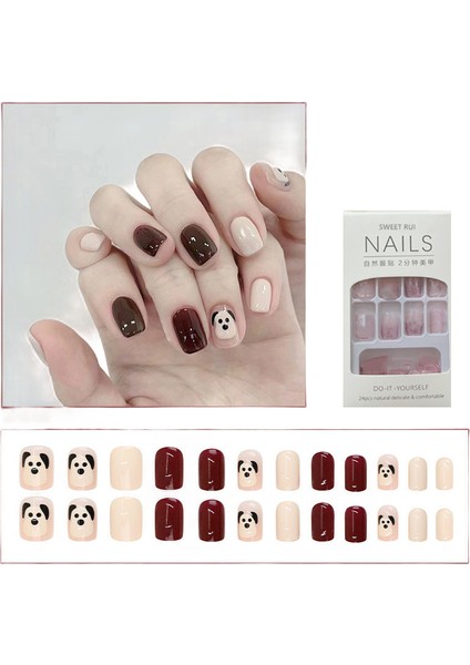 Puppy Kahverengi Takma Tırnak 24 Adet Yapışkanlı (Yurt Dışından)