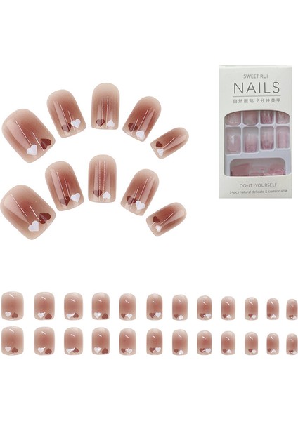 Love Nar Kırmızısı Takma Tırnak 24 Adet Yapışkanlı (Yurt Dışından)