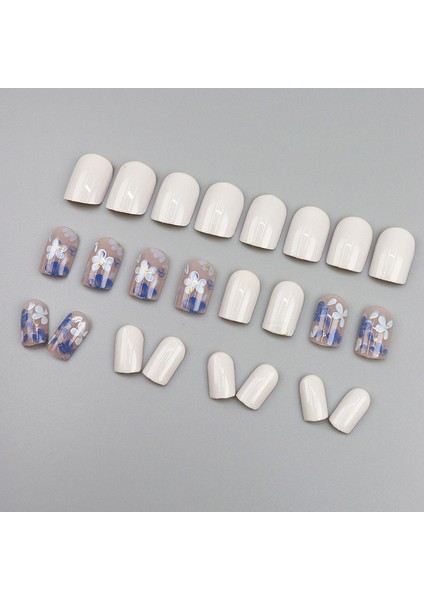 Mavi Vintage Çiçek Desenli Takma Çivi 24 Parça Yapışkanlı (Yurt Dışından) fırsatları