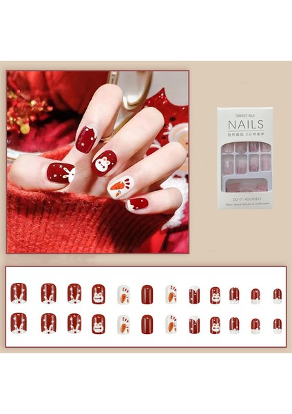 Yapıştırılmış Takma Tırnaklı Akrilik Tırnaklar 24 Adet (Yurt Dışından)