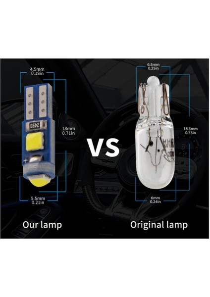 12V T5 LED Ampul Oto Kilometre Gösterge Kadran Ambians Aydınlatma Ledi Beyaz (2 Adet) indirimleri