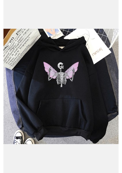 Kurukafa Kelebek Tasarım Baskılı Sweatshirt