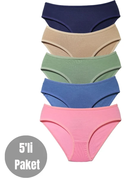 ALYA UNDERWEAR Kız Çocuk - Garson Pamuklu Kumaş Renkli Slip Külot 5'li Paket. P14