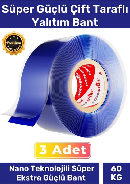 Ekstra Güçlü Hava Su Sızdırmaz Izolasyon Çok Amaçlı Çift Taraflı Silikon Bant 18MM x 1.5m - 3 Adet