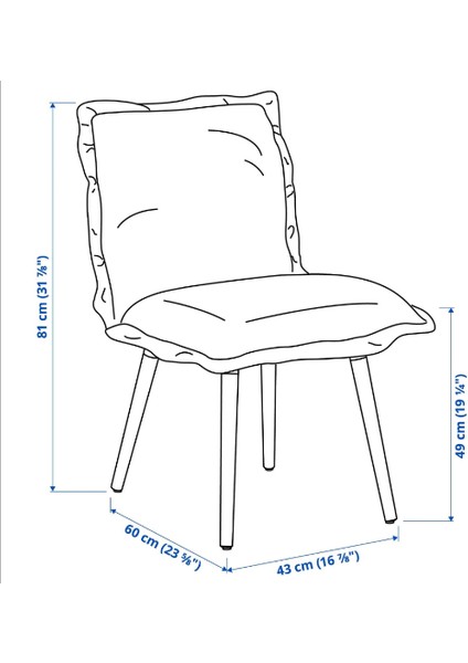 Ikea Klınten Döşemeli Sandalye Soluk Mavi