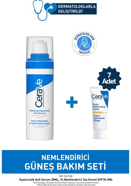 Nemlendirici Güneş Bakım Seti Tüm Cilt Tipleri İçin 2 Parça Hyaluronik Asit ve SPF 30