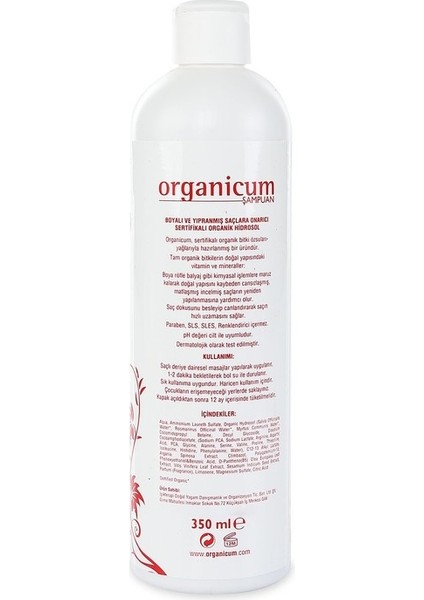 Boyalı / Yıpranmış Saçlara Organik Hidrosollü Onarıcı Şampuan 350 Ml