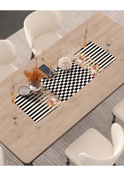 Vintage Model Pembe Gül Desenli Dekoratif Dijital Baskılı Runner modelleri