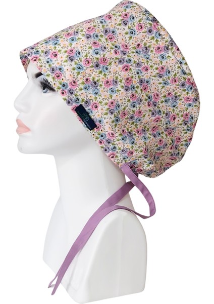 Standart Beden Sarmaşık Güller Mavi Mor Cerrahi Bone Doktor Hemşire Sağlıkçı Hastane Bonesi