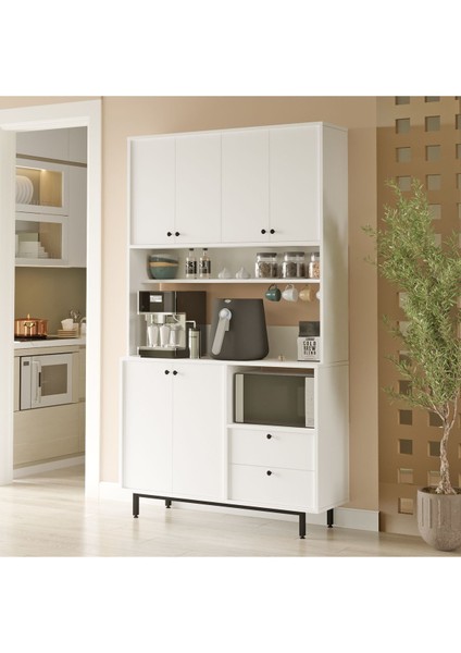 Royce Serisi Kahve Köşesi Çok Amaçlı Dolap Mutfak Dolabı Beyaz Re7-W