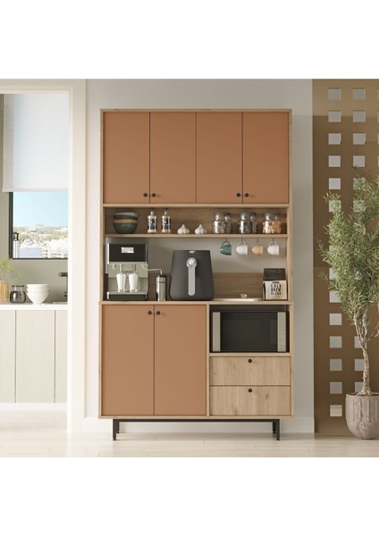 Royce Serisi Kahve Köşesi Çok Amaçlı Dolap Mutfak Dolabı Sepet-Kiremit Re7-Sk