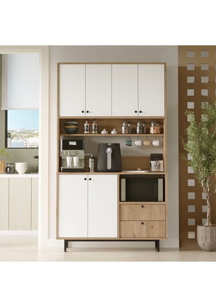 Royce Serisi Kahve Köşesi Çok Amaçlı Dolap Mutfak Dolabı Sepet-Beyaz Re7-Sw