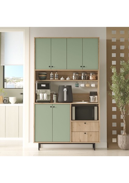 Royce Serisi Kahve Köşesi Çok Amaçlı Dolap Mutfak Dolabı Sepet-Ihlamur Yeşili Re7-Sy