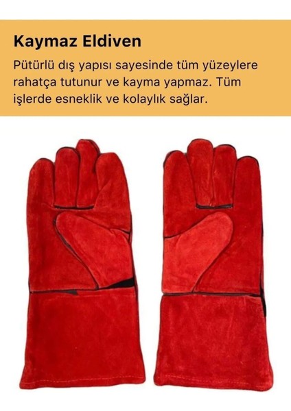 Deluxe Serisi Yanmaz Isıya Dayanıklı Eldiven Kaynak Yangın Için Su Geçirmez Çok Amaçlı Deri Eldiven fiyatları