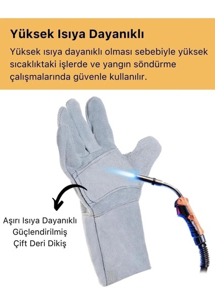 Deluxe Serisi Yanmaz Isıya Dayanıklı Eldiven Kaynak Yangın Için Su Geçirmez Çok Amaçlı Deri Eldiven fırsatları
