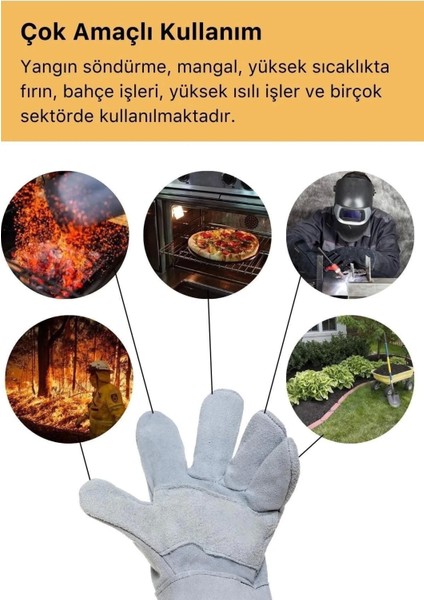 Deluxe Serisi Yanmaz Isıya Dayanıklı Eldiven Kaynak Yangın Için Su Geçirmez Çok Amaçlı Deri Eldiven indirimleri