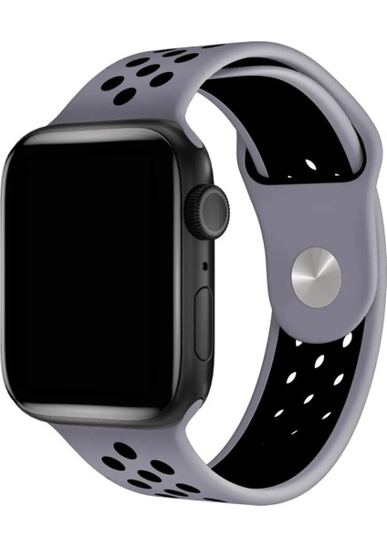 Apple Watch 9 8 7 6 5 4 3 2 Se 38MM-40MM-41MM Uyumlu Delikli Silikon Spor Kordon Kırmızı-Siyah