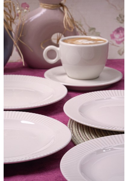 Elif Kırık Beyaz 6'lı 18 cm Pasta ve Tatlı Servis Tabağı
