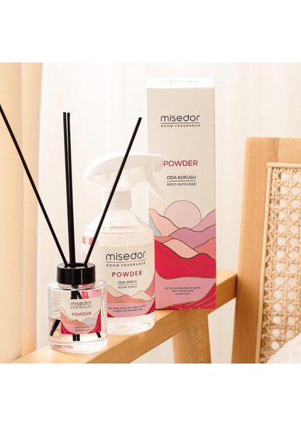 2 Li Set Powder Çubuklu Oda Kokusu 120 ml & Oda Spreyi 500 ml