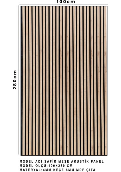 Detay Poliüretan Mdf Ahşap Akustik Duvar Paneli 100 x 280 cm ( Safir Meşe )