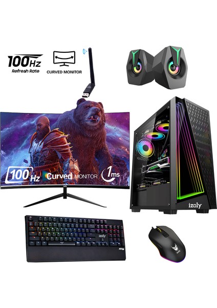 Izoly RX44 Plus İ5-10400F 16GB 512GB M.2 Nvme Rx 580 8gb Gddr5 24"100Hz Oyuncu Masaüstü Bilgisayarı