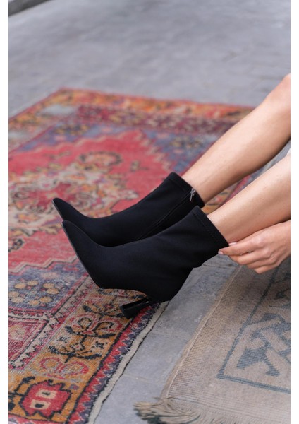 Siyah Mat Kadın Ince Topuklu Bilek Bot indirimleri