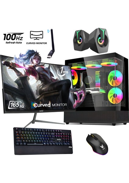 Izoly Rtx Super Ryzen 5 5500 16GB 512GB M.2 Nvme SSD Rtx 2060 Super 8gb Gddr6 24"165Hz Oyuncu Masaüstü Bilgisayarı