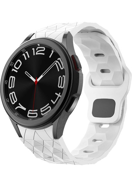 Casesuar Galaxy Watch 6 40MM KRD - 116 20MM Futbol Desenli Spor Tasarımlı Silikon Kordon - Beyaz