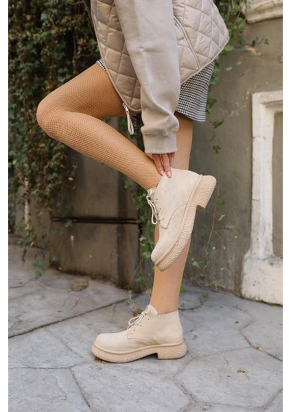 Bej Kadın Süet Bağcık Detay Bootie indirimleri