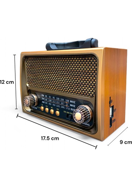 Nostalji Eskitme Radyo Solar Panelli 3 Bant Özellikli Nostaljik Radyo