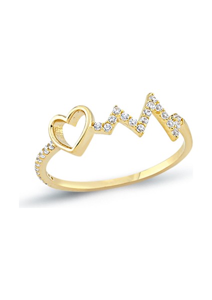 14 Ayar Altın Kalp Ritim Kadın Yüzük fiyatları