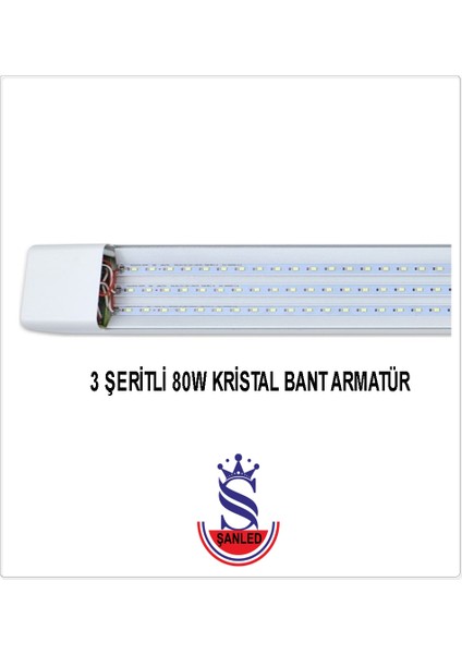 80 Watt 120 cm Kristal Yatay LED Bant Armatür-Trafolu Beyaz Işık -1-2-4-8-10-20-40-50-80-100 Adettir fırsatları