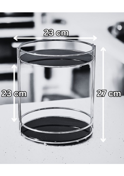 2 Katlı Oval Sunumluk Düzenleyici Organizer Krom