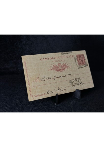 Italya Antiye 1891 Yıllından Postadan Geçmiş Cartolina Postale Dieci Centesimi 10 Cent Kendinden Pullu