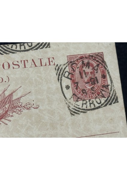 Italya Antiye 1891 Yıllından Postadan Geçmiş Cartolina Postale Dieci Centesimi 10 Cent Kendinden Pullu fiyatları