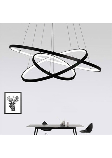 Ø65-50-35CM Siyah Renk 4000k Işık, Kumandalı LED Lamba,sarkıt Avize,modern Aydınlatma,dekoratif Işık
