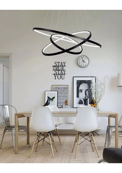 Ø65-50-35CM Siyah Renk 4000k Işık, Kumandalı LED Lamba,sarkıt Avize,modern Aydınlatma,dekoratif Işık fiyatları