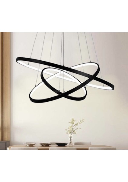 Ø65-50-35CM Siyah Renk 4000k Işık, Kumandalı LED Lamba,sarkıt Avize,modern Aydınlatma,dekoratif Işık modelleri