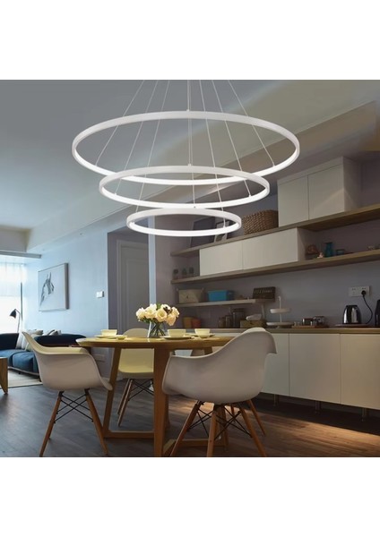 Ø65-50-35CM Beyaz 3 Işık, Kumandalı LED Lamba,sarkıt Avize,modern Aydınlatma,dekoratif Işık