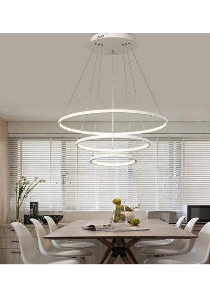 Ø65-50-35CM Beyaz 3 Işık, Kumandalı LED Lamba,sarkıt Avize,modern Aydınlatma,dekoratif Işık