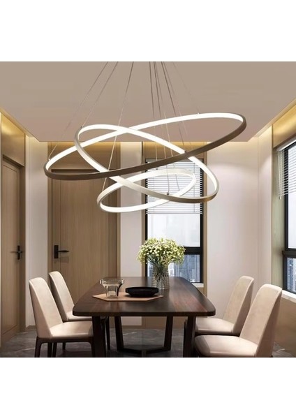 Ø65-50-35CM Beyaz 3 Işık, Kumandalı LED Lamba,sarkıt Avize,modern Aydınlatma,dekoratif Işık