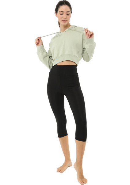 Storm Crop Kapüşonlu Kadın Sweatshirt Mint