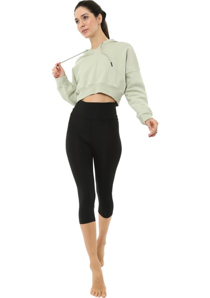 Storm Crop Kapüşonlu Kadın Sweatshirt Mint