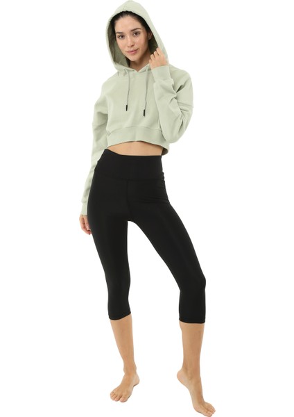 Storm Crop Kapüşonlu Kadın Sweatshirt Mint