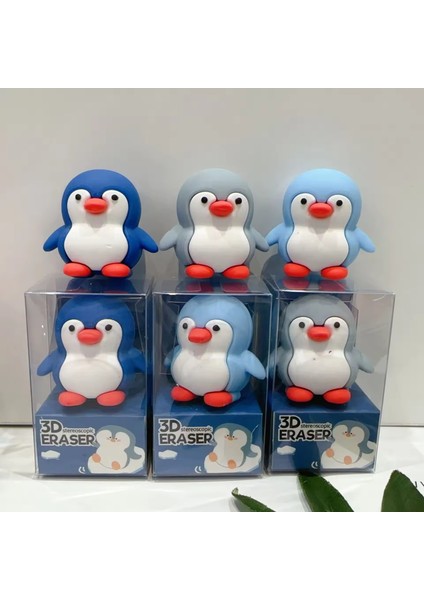 3D Penguen Figürü Silgi 3 Adet